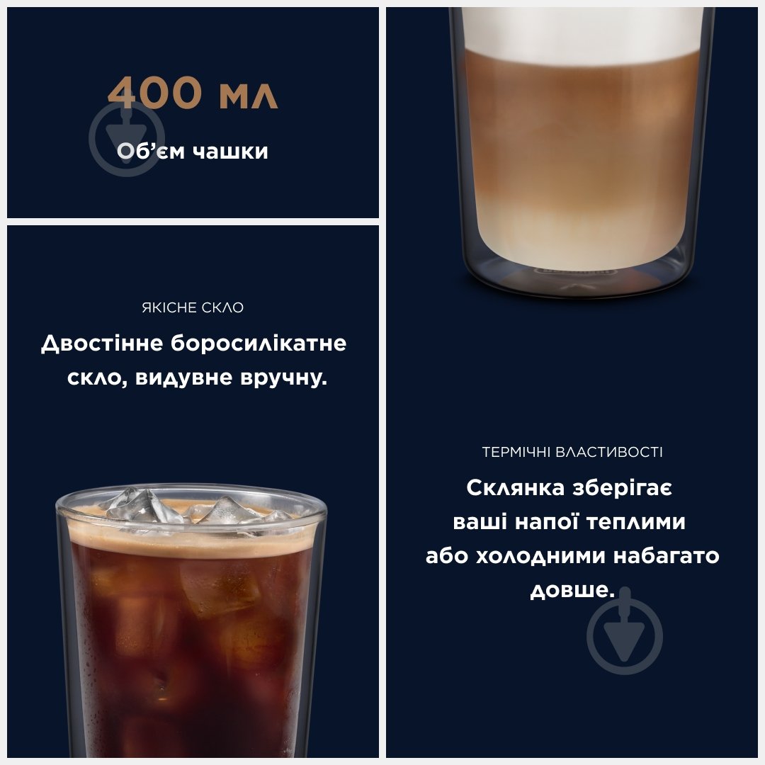 Набір склянок Delonghi 400 мл 2 шт. 400 мл 2 шт. - фото 2