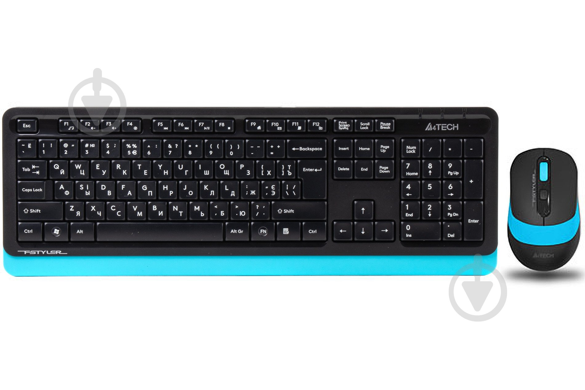 A4Tech Комплект клавиатура и мышь A4Tech Fstyler F1010 Black+ Blue - фото 1