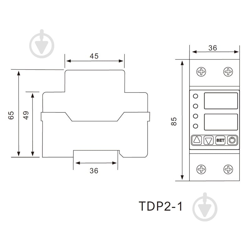 Реле напруги та струму TosunLux TDP2-1 40А 1NO 230В - фото 2