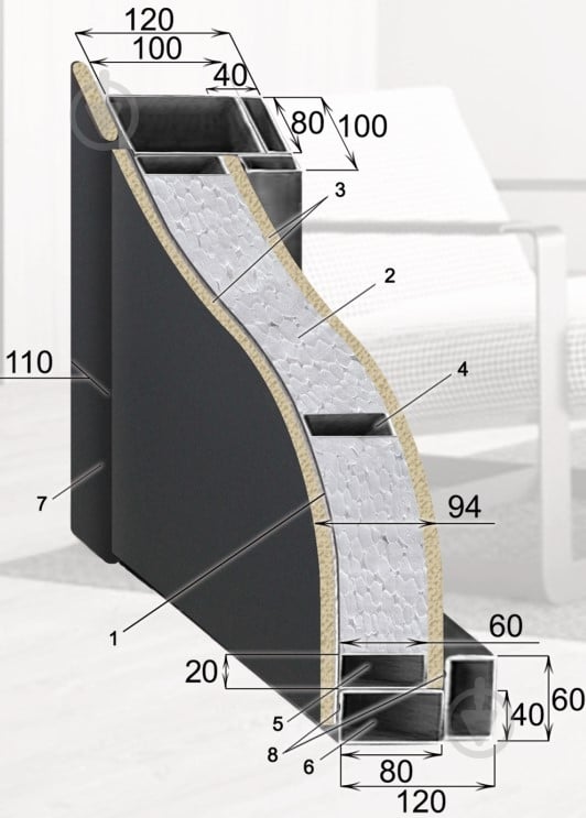 Двері вхідні Стелс антрацит / білий льон 2050x960 мм ліві - фото 3