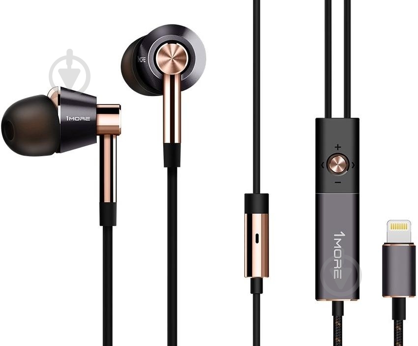 Навушники 1More Triple Driver Mic Gold (E1001-GOLD) - фото 2