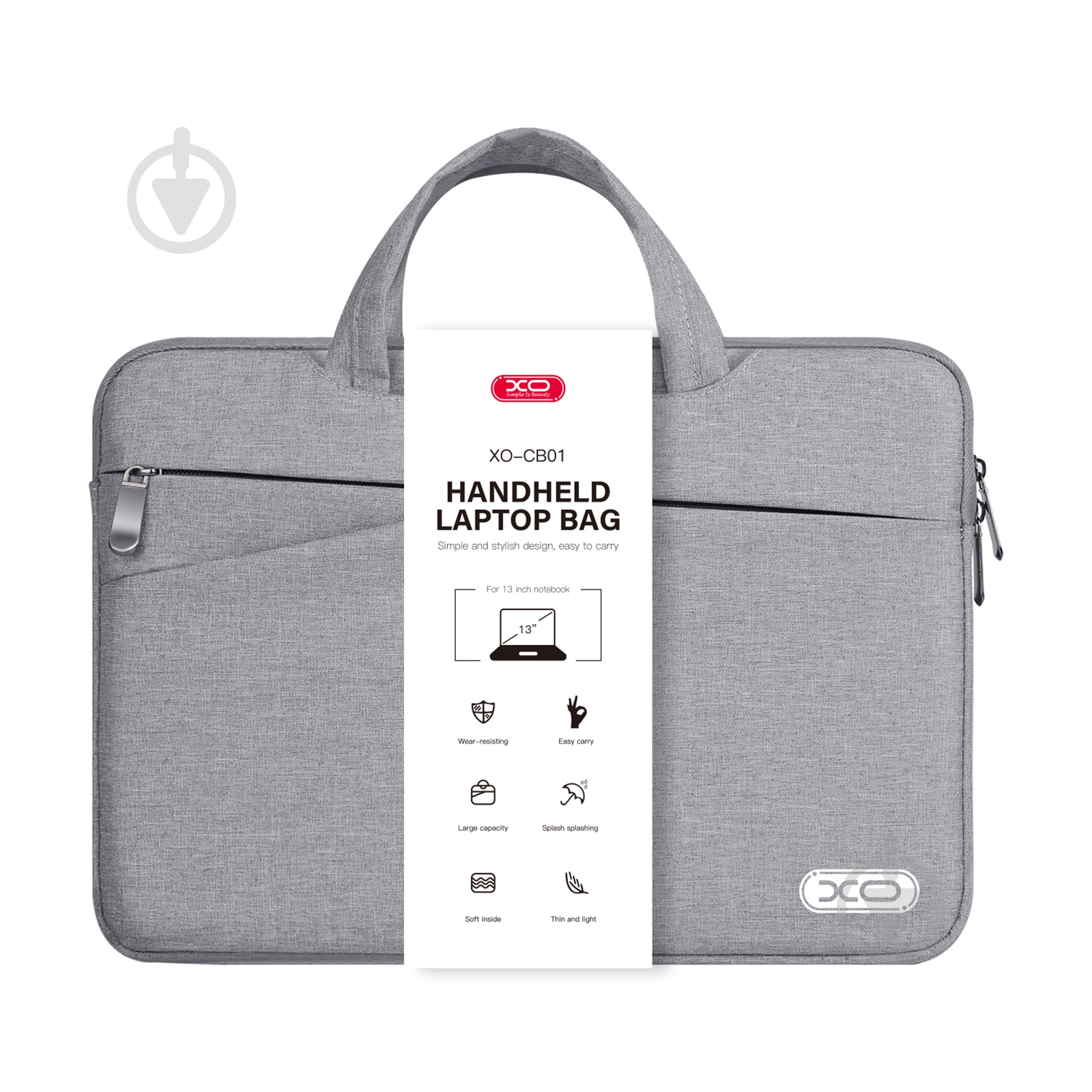 Сумка для ноутбука Xo 13" grey (CB01-13.grey) - фото 1 Сумка для ноутбука Xo 13" grey (CB01-13.grey) - фото 1