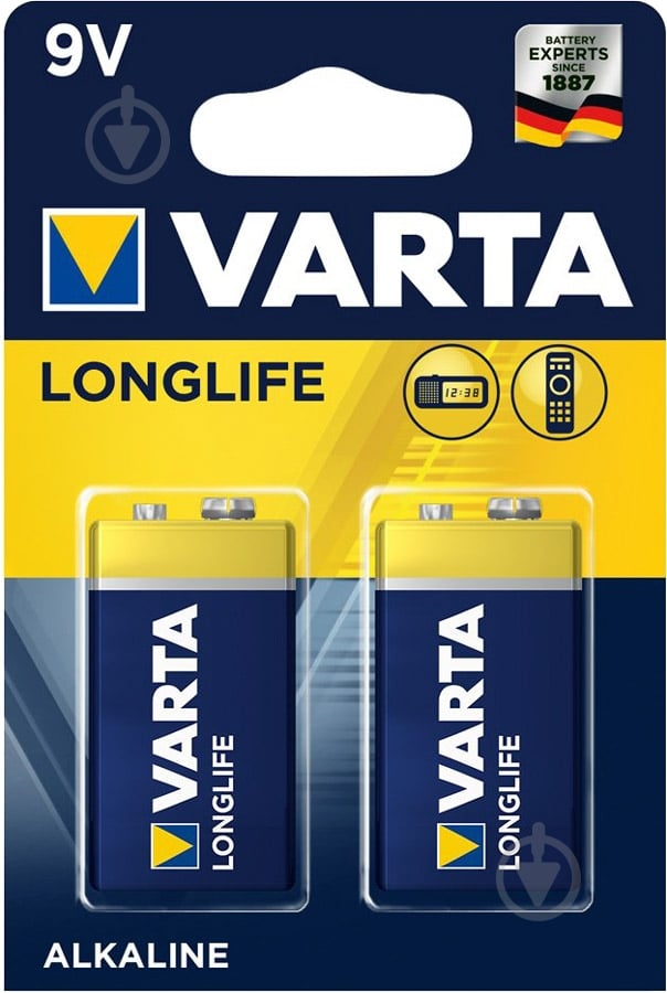 Батарейка Varta Longlife 6LR61/крона 2 шт. (04122101412) - фото 1 Батарейка Varta Longlife 6LR61/крона 2 шт. (04122101412) - фото 1