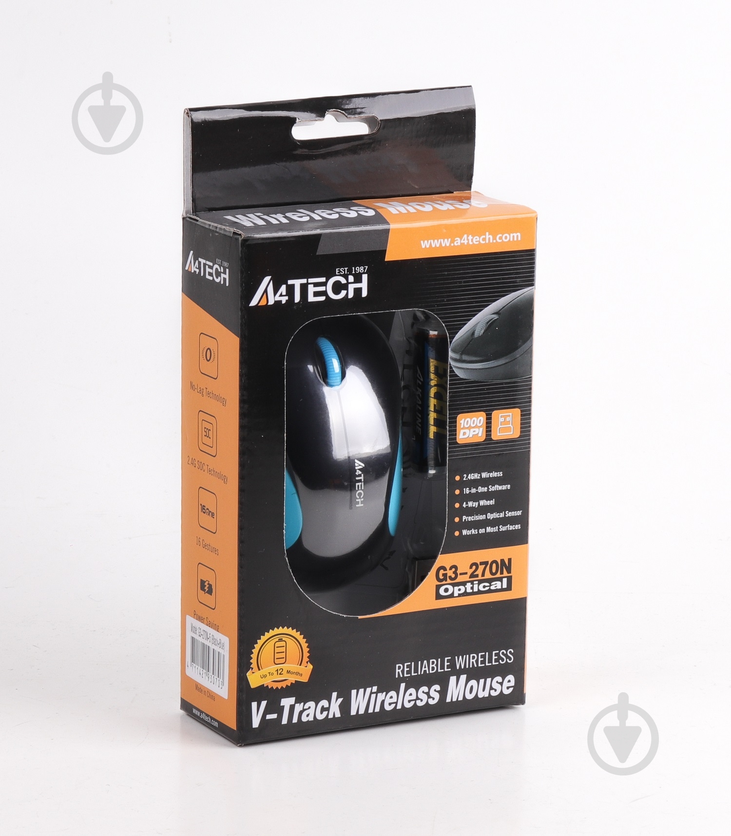 Мишка A4Tech G3-270N (Black+Blue) blue - фото 5