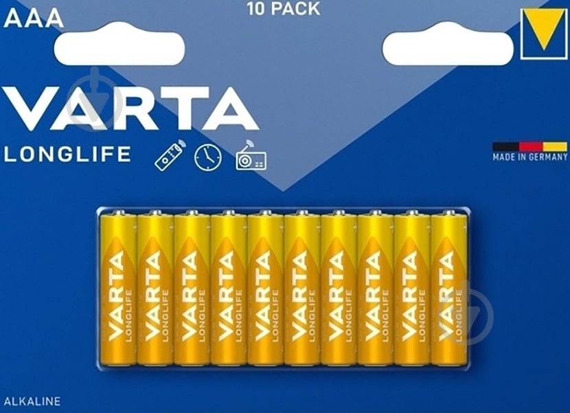 Батарейка Varta Longlife AAA (мизинчиковые) 10 шт. (4103101461) - фото 1