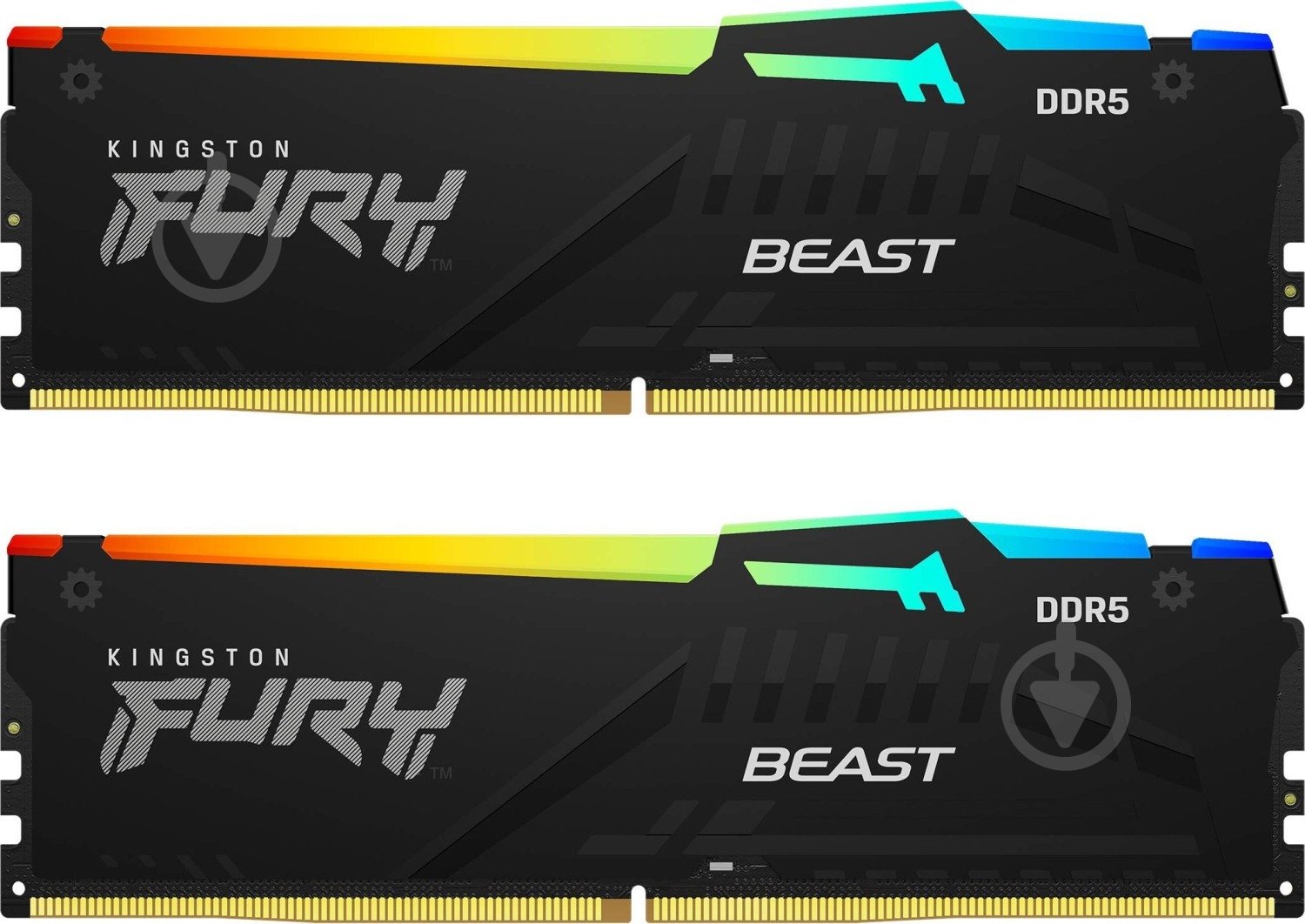 Оперативная память Kingston DDR5 SDRAM 16 GB (2x8GB) 5200 MHz (KF552C40BBAK2-16) FURY Beast RGB - фото 1 Оперативная память Kingston DDR5 SDRAM 16 GB (2x8GB) 5200 MHz (KF552C40BBAK2-16) FURY Beast RGB - фото 1