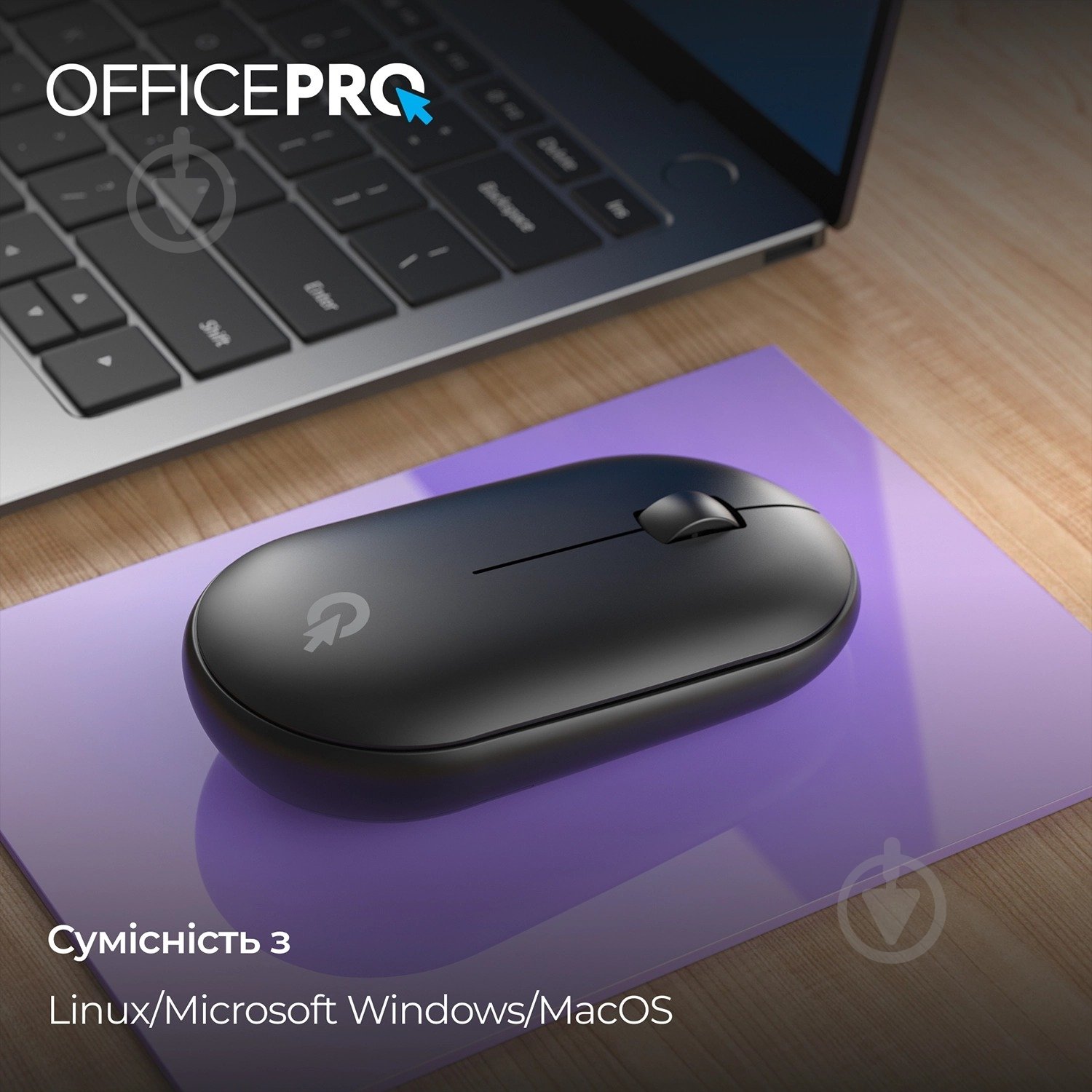 Миша OfficePro M185B Silent Click Wireless black (M185B) - фото 4
