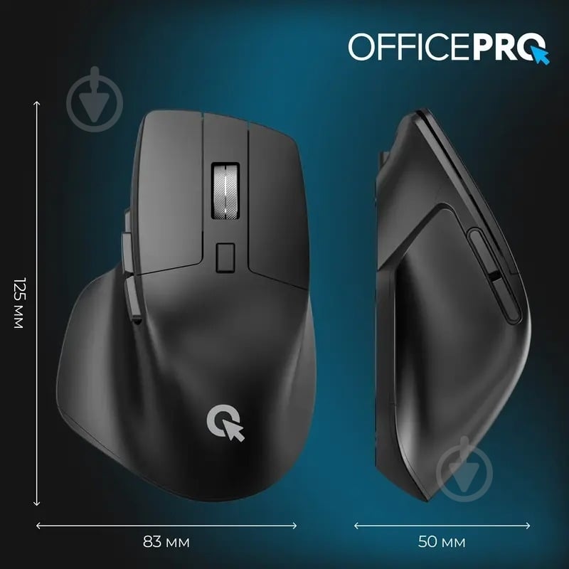 Миша OfficePro M395B Silent Click Ergonomic Wireless black (M395B) - фото 4