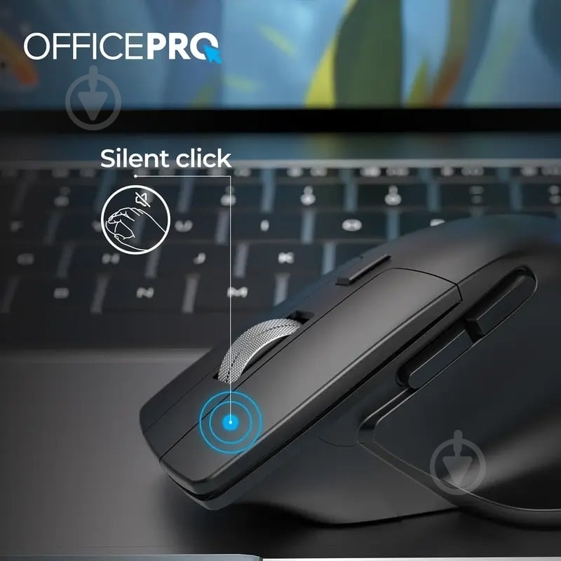 Миша OfficePro M395B Silent Click Ergonomic Wireless black (M395B) - фото 8