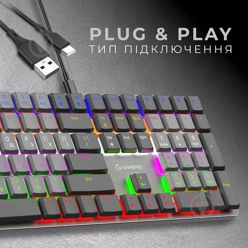 Клавіатура ігрова GamePro MK145R Red Swich Low Profile (MK145R) gray - фото 4