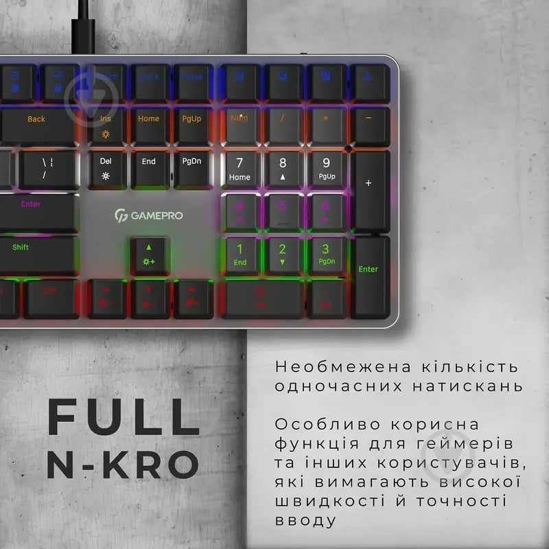 Клавіатура ігрова GamePro MK145R Red Swich Low Profile (MK145R) gray - фото 11