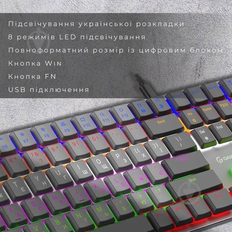 Клавіатура ігрова GamePro MK145R Red Swich Low Profile (MK145R) gray - фото 10