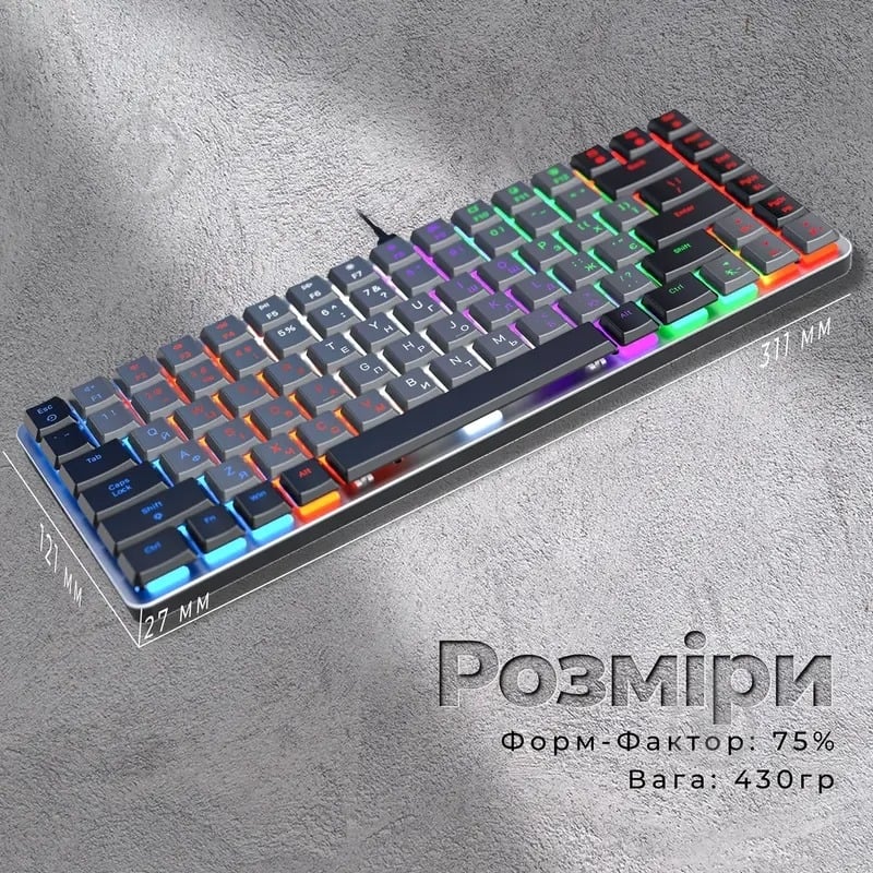 Клавиатура игровая GamePro MK140R Red Swich Low Profile (MK140R) grey - фото 7 Клавиатура игровая GamePro MK140R Red Swich Low Profile (MK140R) grey - фото 7