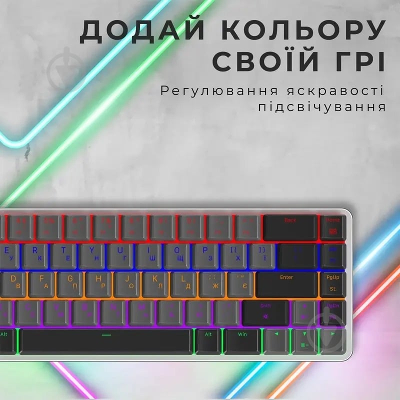 Клавіатура ігрова GamePro MK122R Red Switch Low Profile Wireless (MK122R) grey - фото 6
