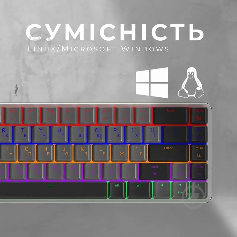 Клавіатура ігрова GamePro MK122R Red Switch Low Profile Wireless (MK122R) grey - фото 7