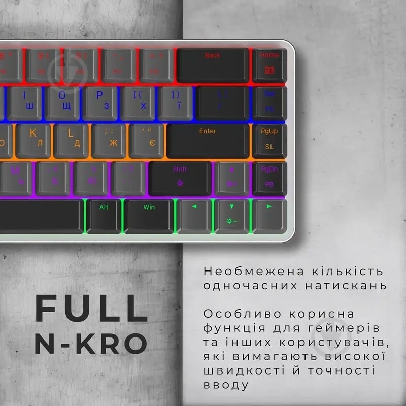 Клавіатура ігрова GamePro MK122R Red Switch Low Profile Wireless (MK122R) grey - фото 8