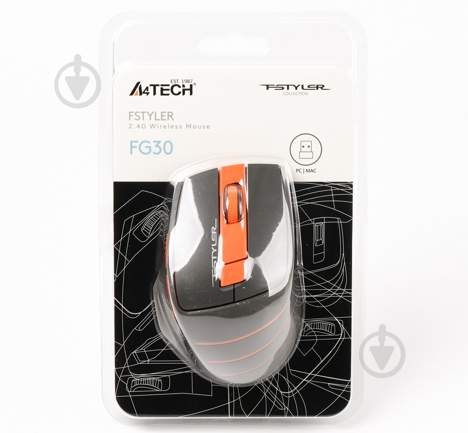Мышка A4Tech Fstyler FG30 (Orange) orange (FG30 (Orange)) - фото 6 Мышка A4Tech Fstyler FG30 (Orange) orange (FG30 (Orange)) - фото 6