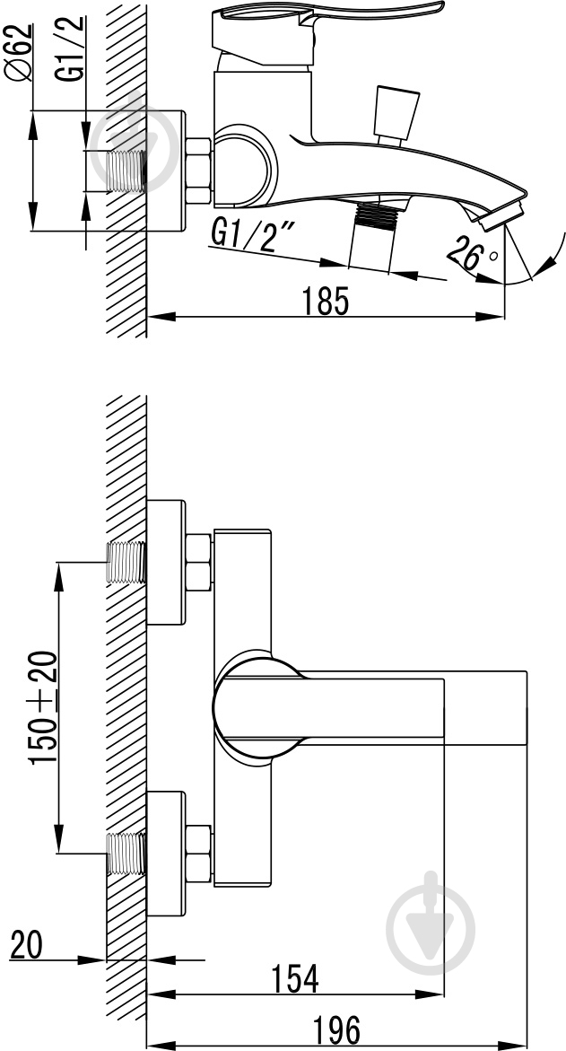 Смеситель для ванны Imprese Nova Vlna 10135 - фото 2