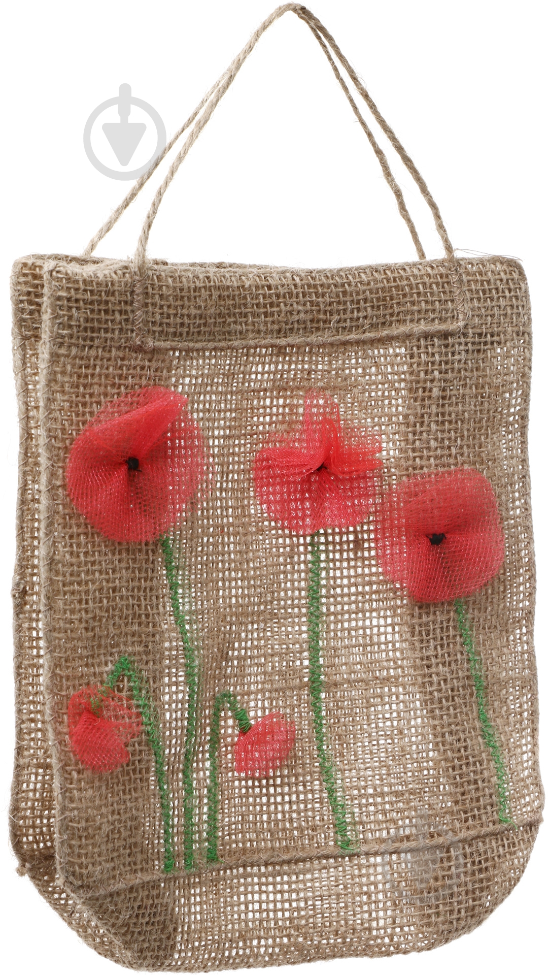 Сумка подарункова з мішковини Маки 18х7х18 см - фото 2 Сумка подарункова з мішковини Маки 18х7х18 см - фото 2