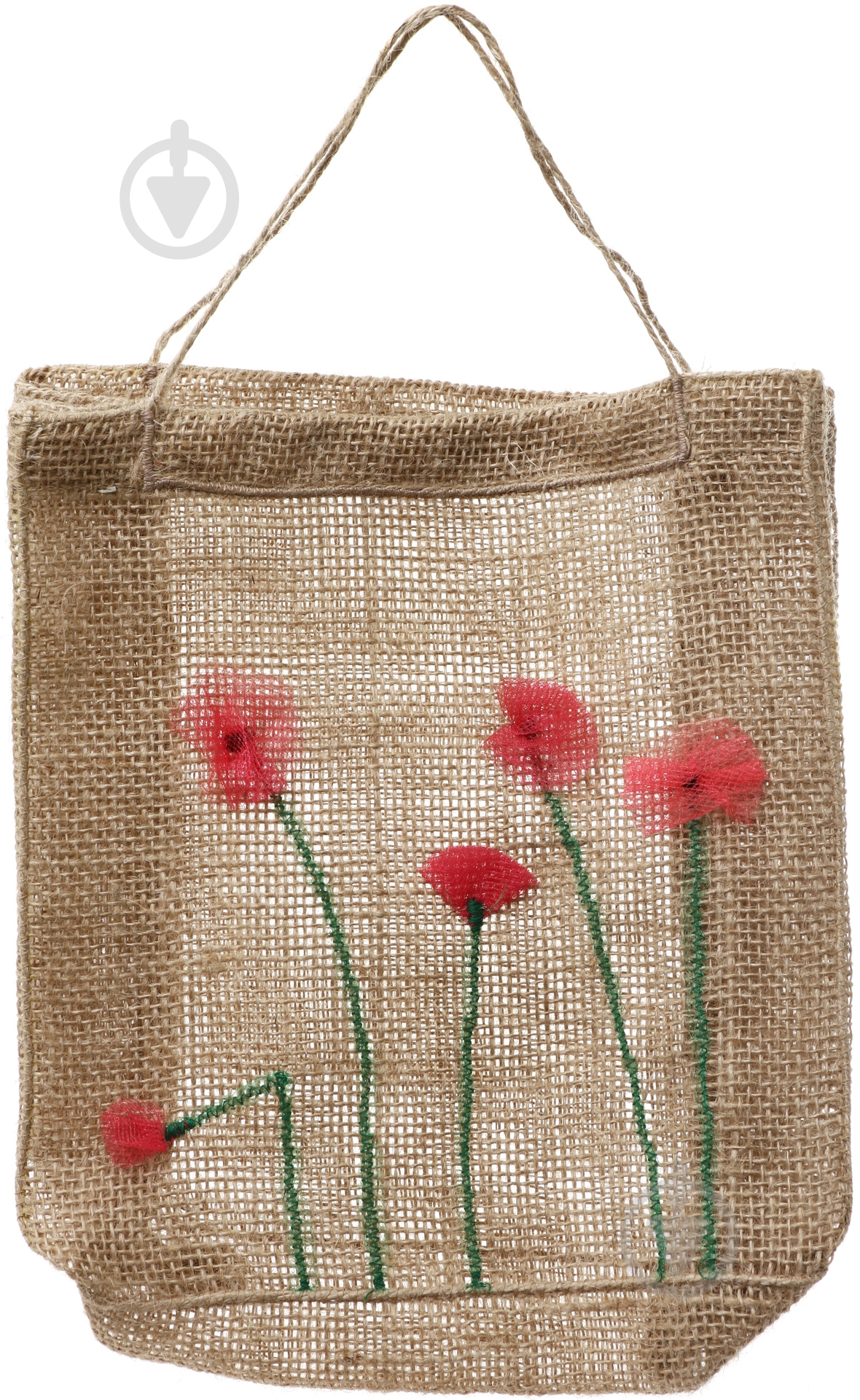 Сумка подарункова з мішковини Маки 21х7х23 см - фото 1 Сумка подарункова з мішковини Маки 21х7х23 см - фото 1