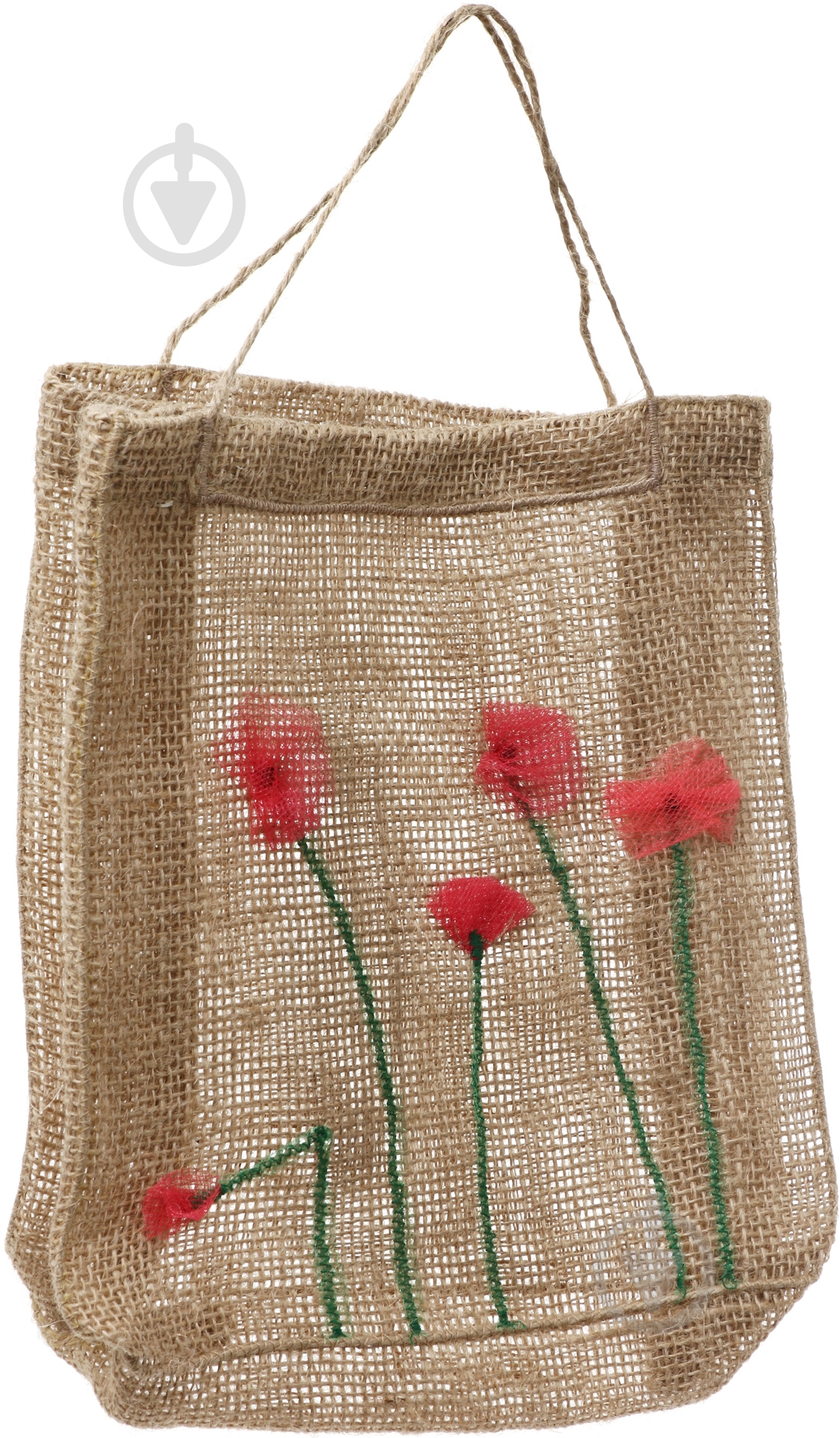 Сумка подарункова з мішковини Маки 21х7х23 см - фото 2 Сумка подарункова з мішковини Маки 21х7х23 см - фото 2