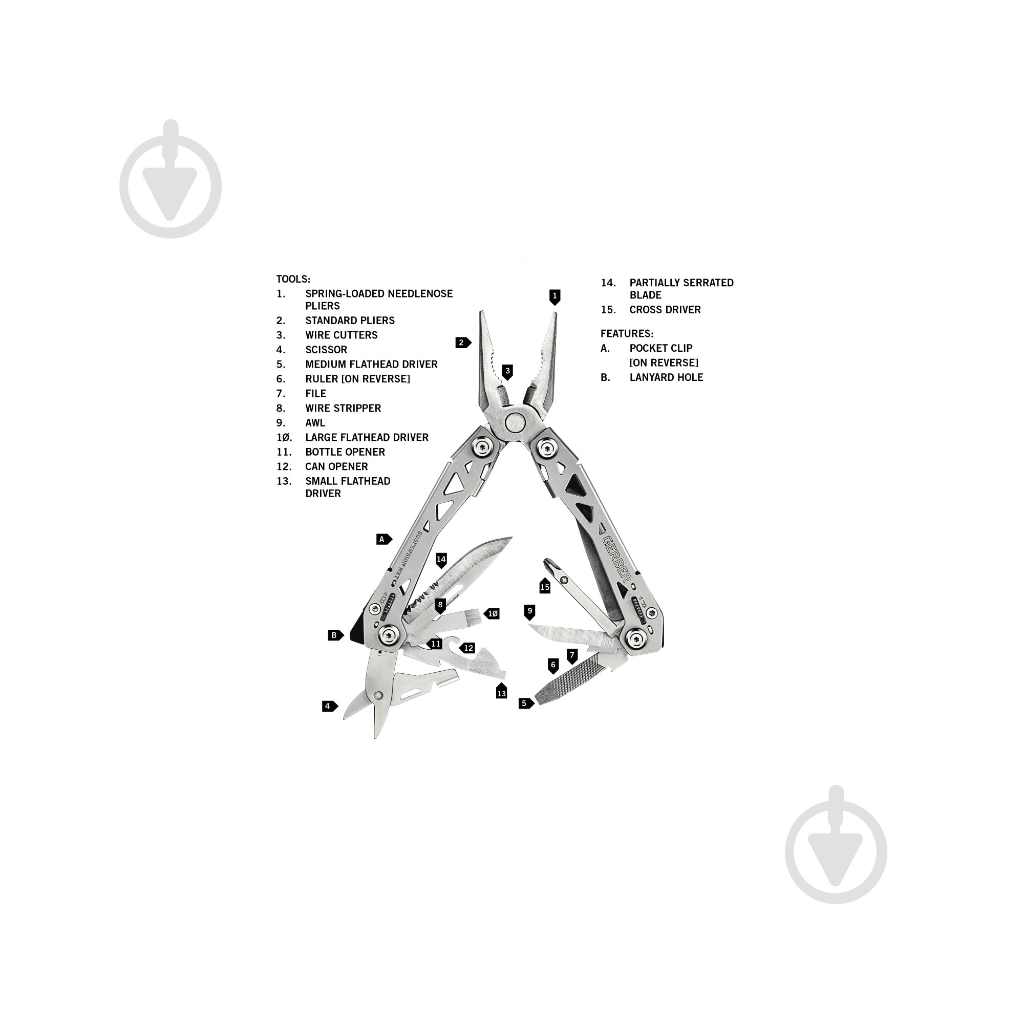 Мультитул Gerber Gear Suspension NXT, 15 инструментов - фото 4