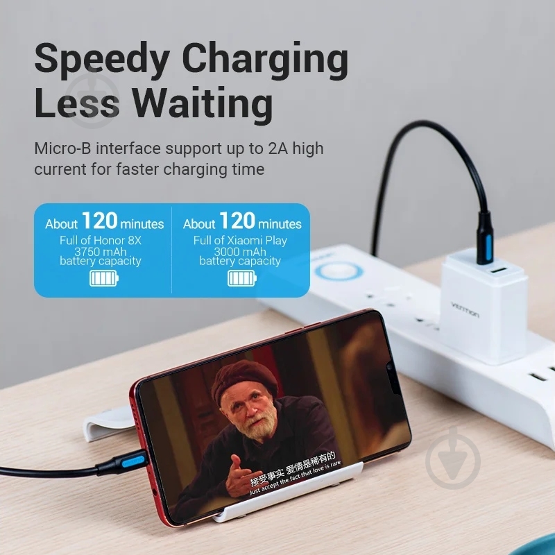 USB-кабель Vention USB 2.0 Type-C M - Micro USB M 1,5 м чорний (COVBG) - фото 3