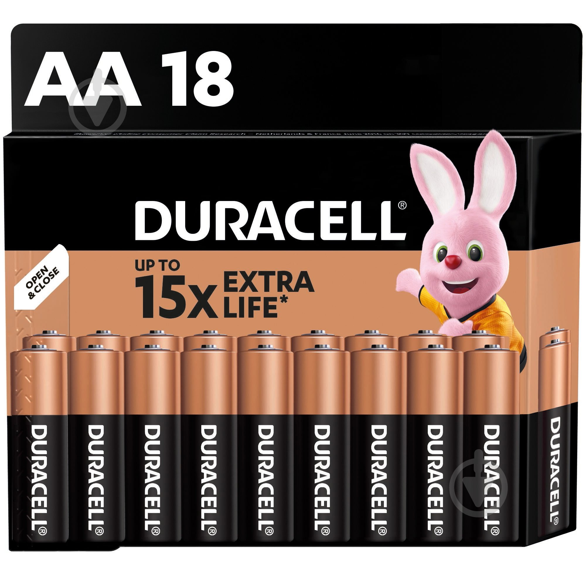 Батарейки лужні Duracell MN1500 AA (пальчикові) 18 шт. - фото 1