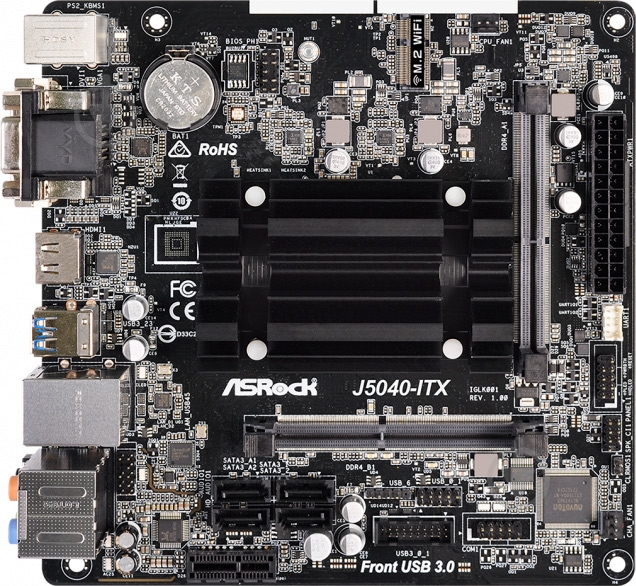 Материнська плата ASRock J5040-ITX (Integrated CPU, SoC, mini ITX) - фото 1