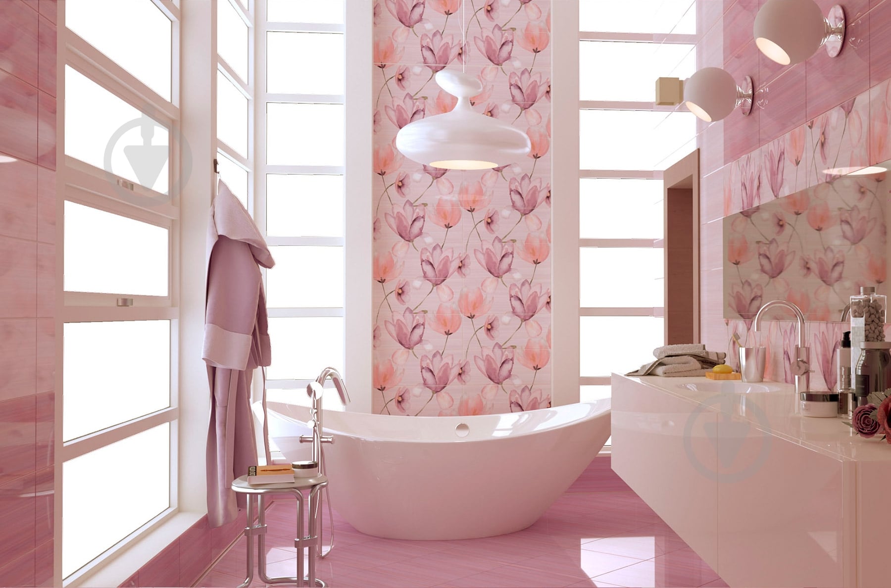 ᐉ Плитка Golden Tile Flora розовый 1В5051 20x50 • Купить в Киеве