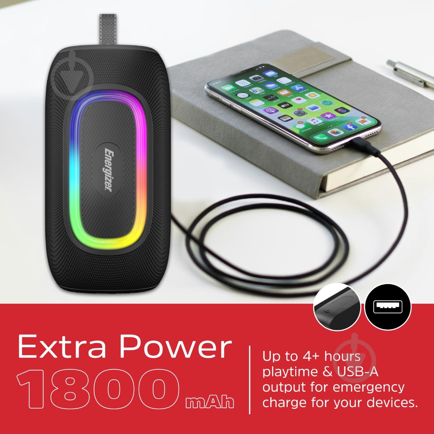 Портативная колонка Energizer 1.0 black (BTS163) - фото 8