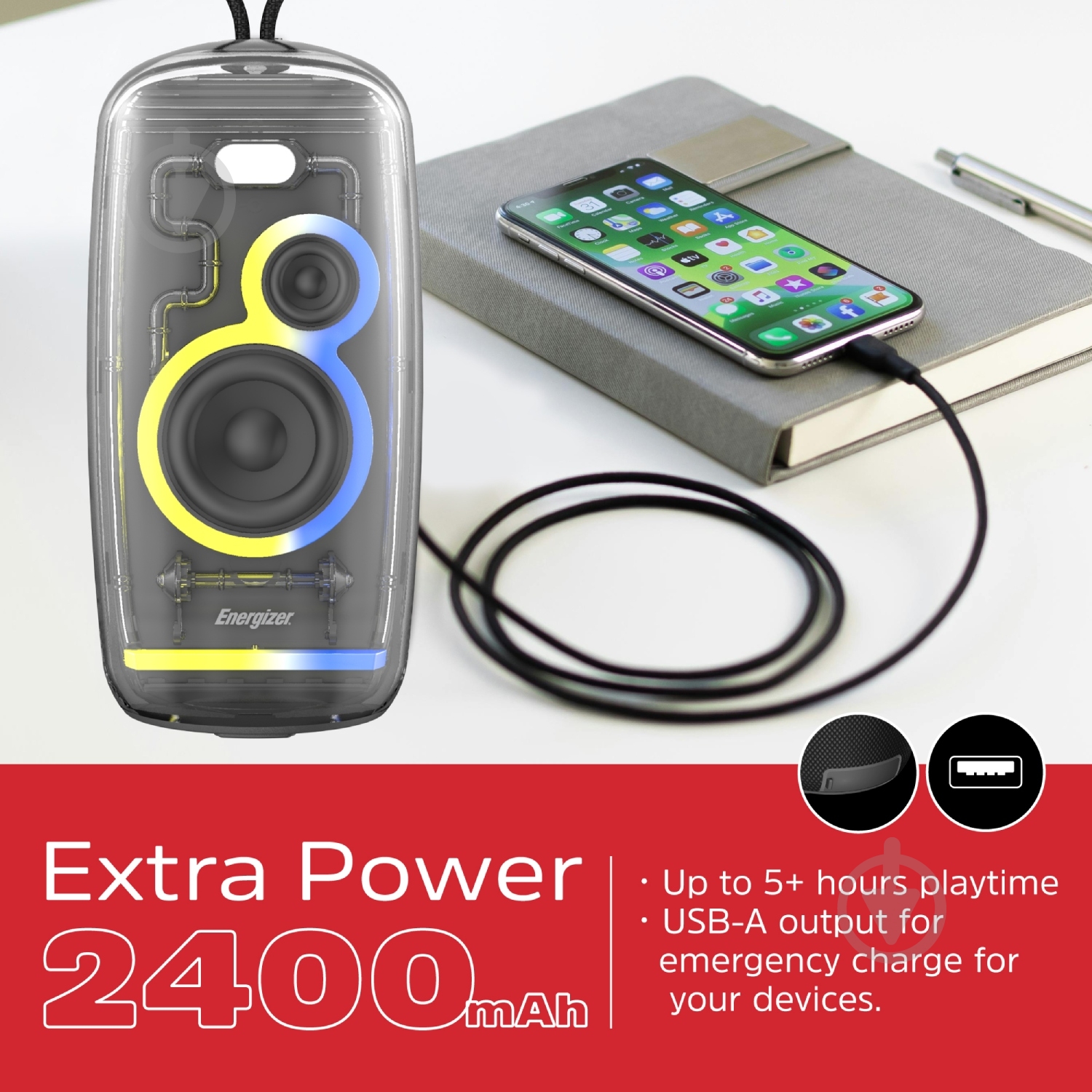 Портативная колонка Energizer 1.0 black (BTS164) - фото 5 Портативная колонка Energizer 1.0 black (BTS164) - фото 5