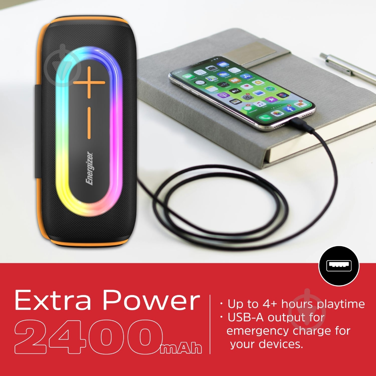 Портативная колонка Energizer 1.0 black (BTS206) - фото 6
