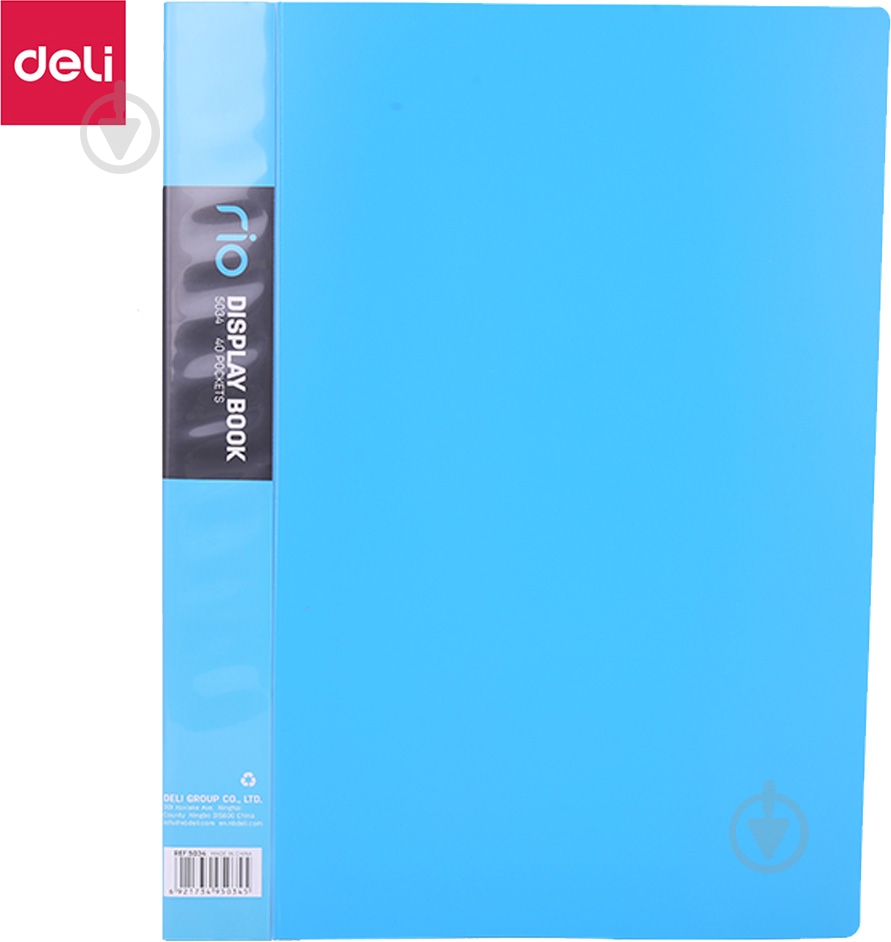 Папка з файлами E5034 мiкс А4 40ф 40мкм, Rio 24мм блакитний Deli - фото 1