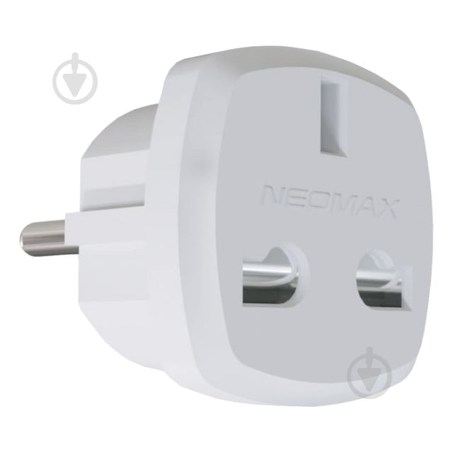 Адаптер Neomax Тип E/F (евро) - Тип G (английская) с заземлением 1 гн. белый NX1029 - фото 1