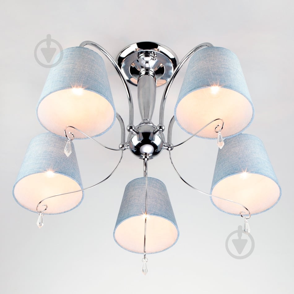 Люстра потолочная Strotskis Dalila 70096/5 5x40 Вт E14 хром/голубой - фото 3 Люстра потолочная Strotskis Dalila 70096/5 5x40 Вт E14 хром/голубой - фото 3