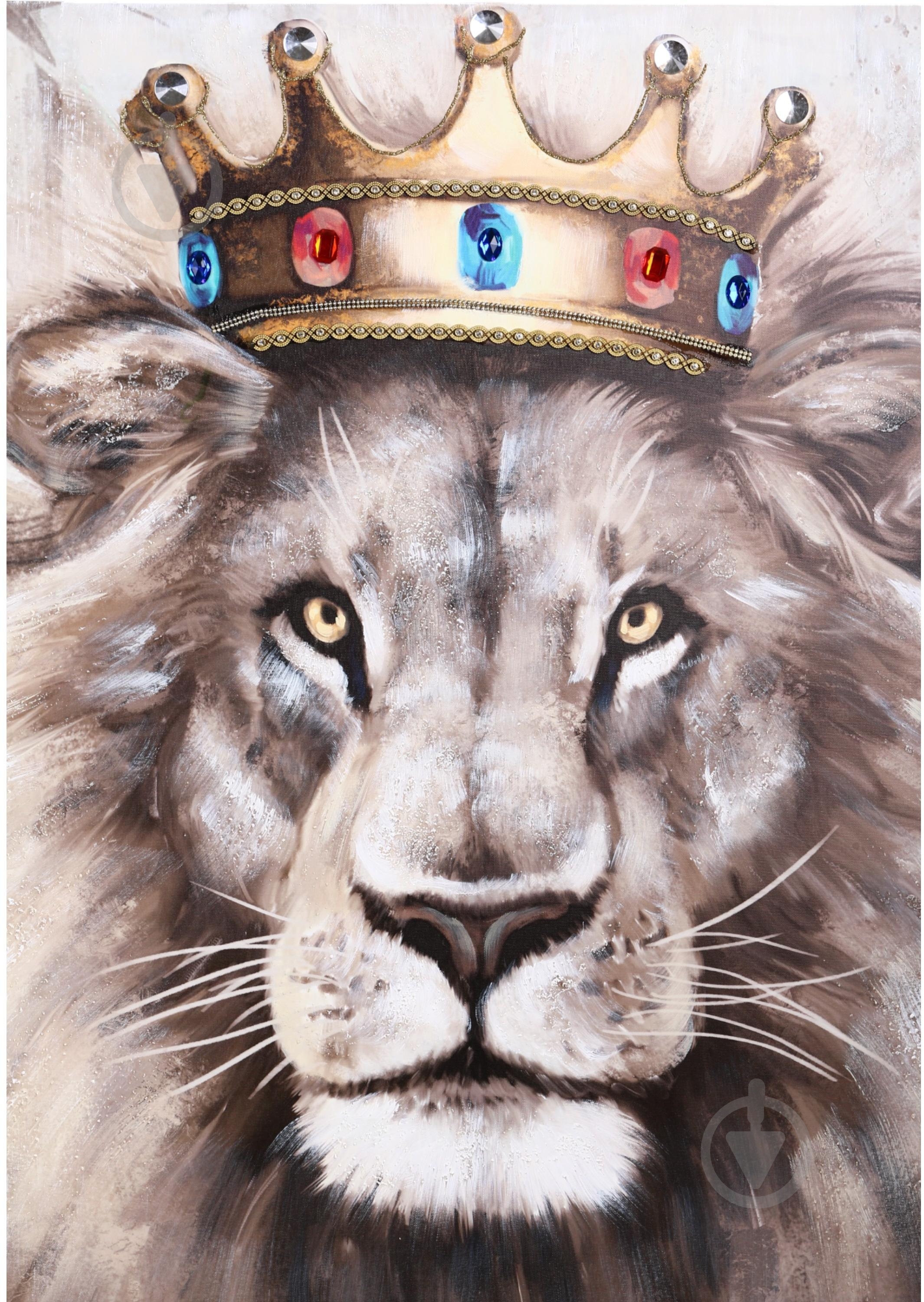 Картина с элементами ручной работы Лев 100x100 см BD23C057BF-2 - фото 2 Картина с элементами ручной работы Лев 100x100 см BD23C057BF-2 - фото 2