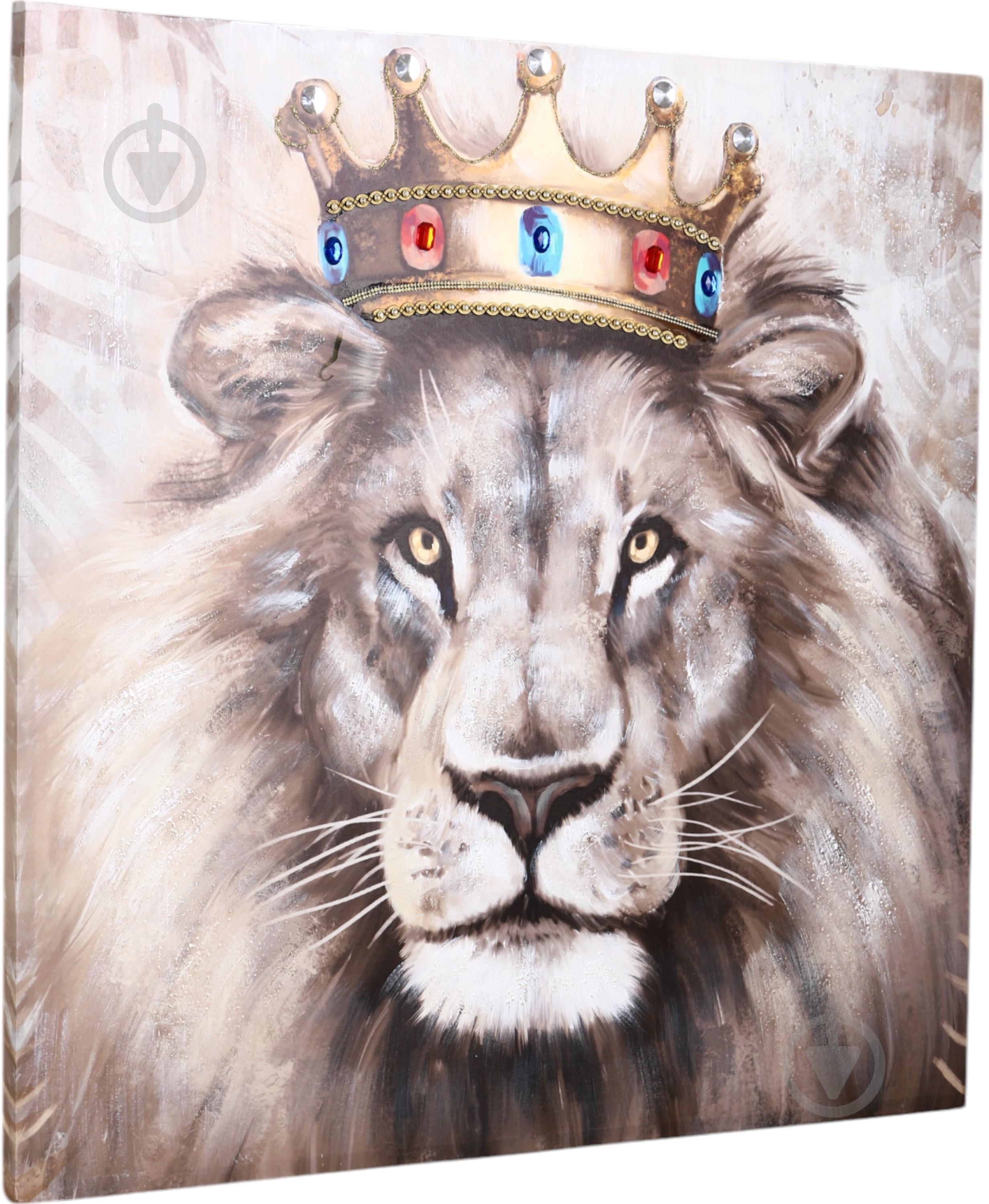 Картина с элементами ручной работы Лев 100x100 см BD23C057BF-2 - фото 3 Картина с элементами ручной работы Лев 100x100 см BD23C057BF-2 - фото 3