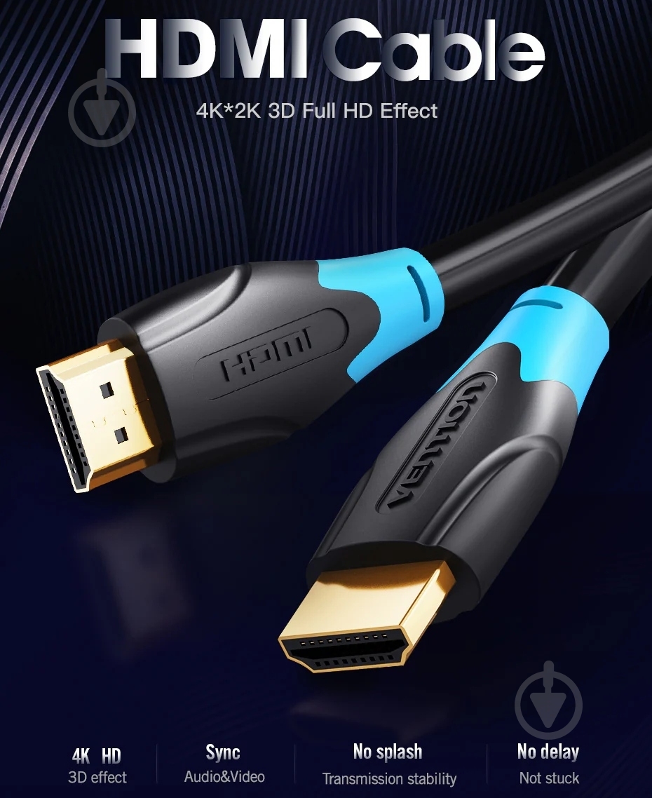 Кабель Vention 10 м черный (AACBL) - фото 7 Кабель Vention 10 м черный (AACBL) - фото 7