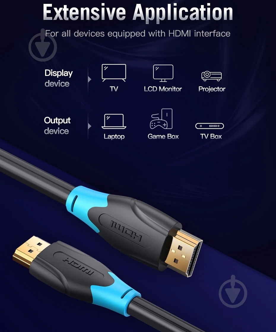 Кабель Vention 3 м черный (AACBI) - фото 6