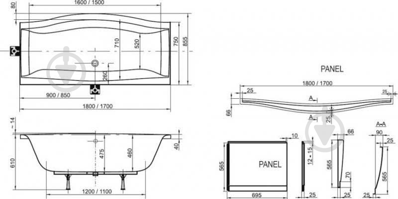 Ванна акриловая Ravak 170х75 см Magnolia Pu-Plus (C511000000) - фото 2 Ванна акриловая Ravak 170х75 см Magnolia Pu-Plus (C511000000) - фото 2