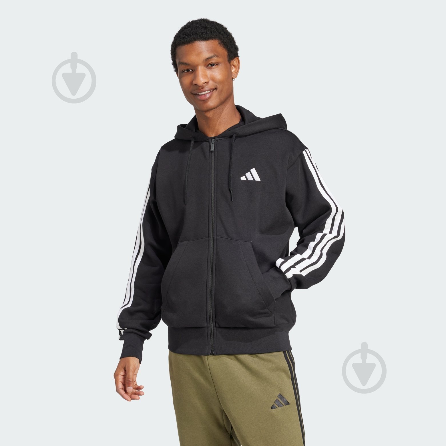 Джемпер Adidas M 3S FL FZ HD JD1870 р.2XL чорний - фото 1 Джемпер Adidas M 3S FL FZ HD JD1870 р.2XL чорний - фото 1