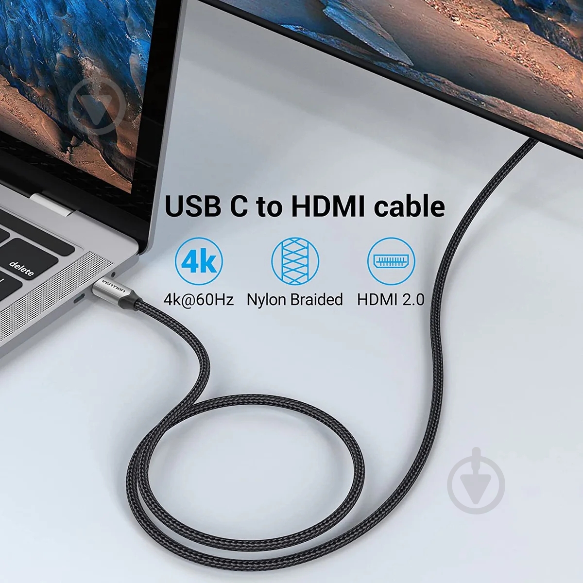 Кабель Vention USB 3.1 Type-C M to HDMI M 2 м черный (CRBBH) - фото 5