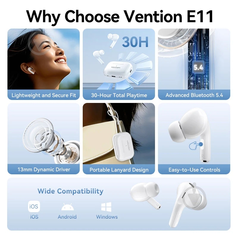 Наушники Vention Elf Earbuds ECHO LITE E11 white (NBVW0) - фото 6