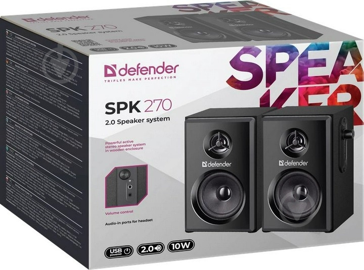 Акустическая система Defender 2.0 black SPK-270 10Вт (65270) - фото 5