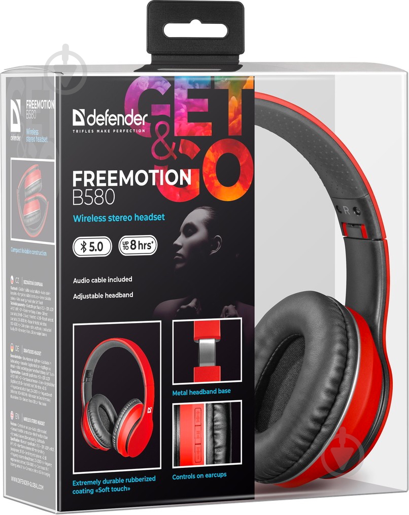 Гарнитура игровая Defender FreeMotion B580 Bluetooth red (63581) - фото 11 Гарнитура игровая Defender FreeMotion B580 Bluetooth red (63581) - фото 11