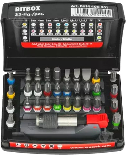 Набор бит WURTH с держателем SORT1 33 шт. 0614400301 - фото 1