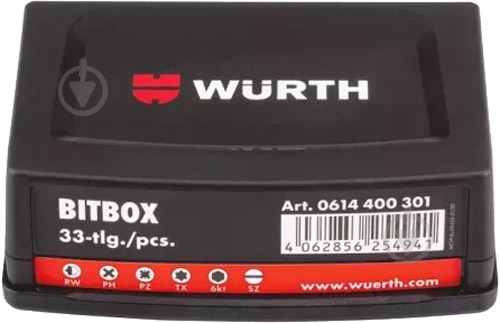 Набор бит WURTH с держателем SORT1 33 шт. 0614400301 - фото 2
