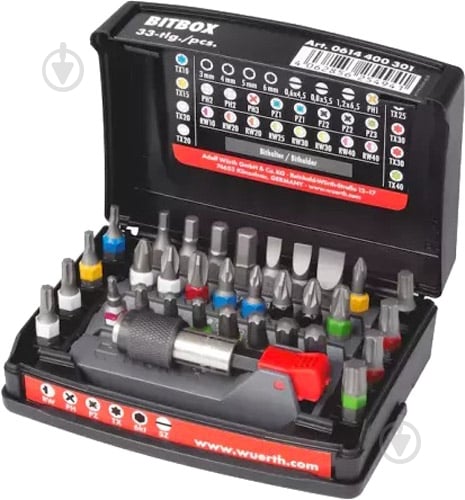 Набор бит WURTH с держателем SORT1 33 шт. 0614400301 - фото 3