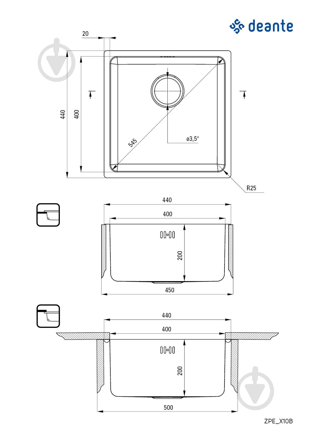 Мойка для кухни Deante Egeria (ZPE_010B) нержавеющая сталь - фото 3 Мойка для кухни Deante Egeria (ZPE_010B) нержавеющая сталь - фото 3